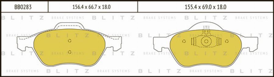 Blitz BB0283 - Kit pastiglie freno, Freno a disco autozon.pro