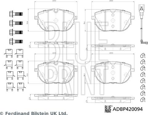 Blue Print ADBP420094 - Kit pastiglie freno, Freno a disco autozon.pro