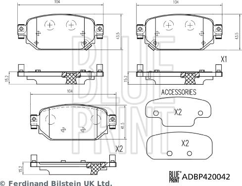 Blue Print ADBP420042 - Kit pastiglie freno, Freno a disco autozon.pro