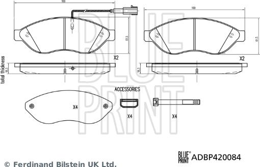 Blue Print ADBP420084 - Kit pastiglie freno, Freno a disco autozon.pro