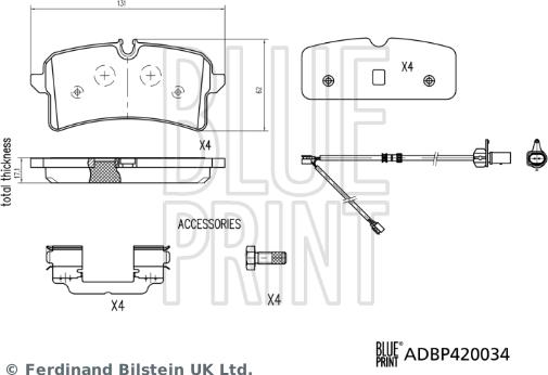 Blue Print ADBP420034 - Kit pastiglie freno, Freno a disco autozon.pro