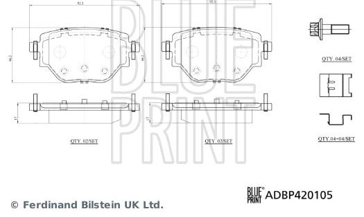 Blue Print ADBP420105 - Kit pastiglie freno, Freno a disco autozon.pro