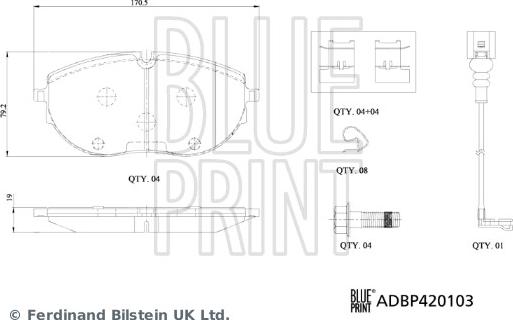 Blue Print ADBP420103 - Kit pastiglie freno, Freno a disco autozon.pro