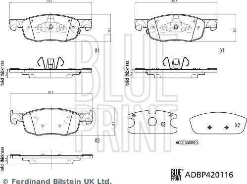 Blue Print ADBP420116 - Kit pastiglie freno, Freno a disco autozon.pro