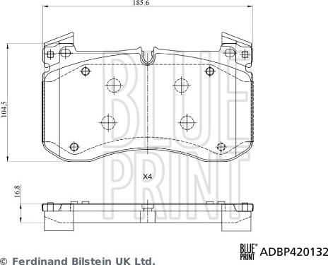 Blue Print ADBP420132 - Kit pastiglie freno, Freno a disco autozon.pro