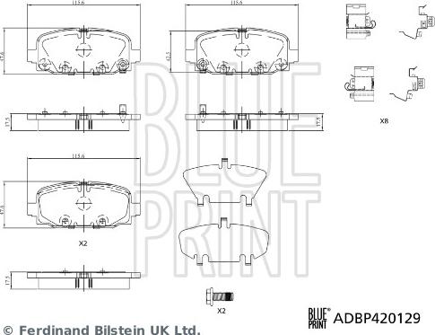 Blue Print ADBP420129 - Kit pastiglie freno, Freno a disco autozon.pro