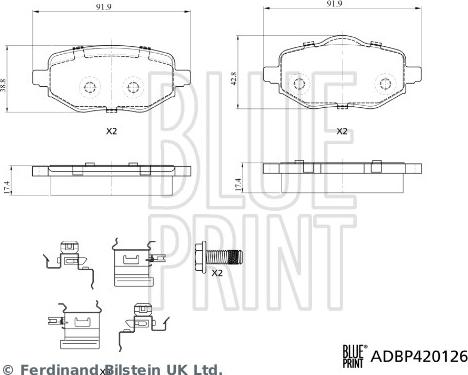 Blue Print ADBP420126 - Kit pastiglie freno, Freno a disco autozon.pro