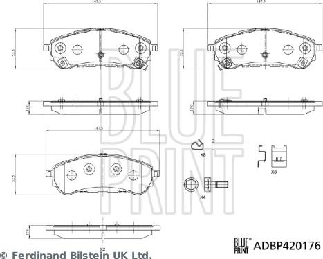 Blue Print ADBP420176 - Kit pastiglie freno, Freno a disco autozon.pro