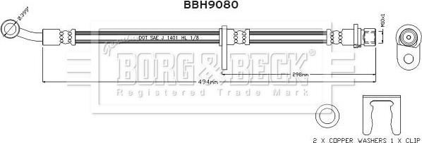 Borg & Beck BBH9080 - Flessibile del freno autozon.pro