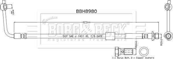 Borg & Beck BBH8980 - Flessibile del freno autozon.pro