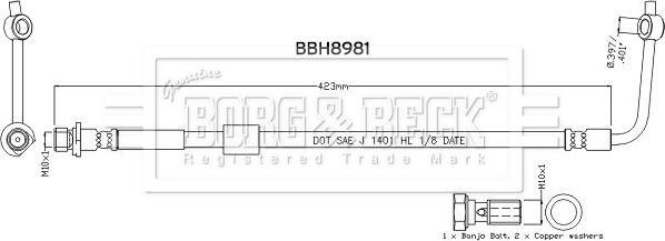 Borg & Beck BBH8981 - Flessibile del freno autozon.pro