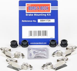 Borg & Beck BBK1726 - Kit accessori, Pastiglia freno autozon.pro