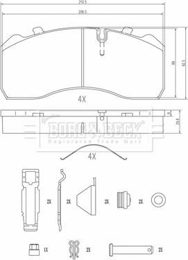 Borg & Beck BBP33011 - Kit pastiglie freno, Freno a disco autozon.pro