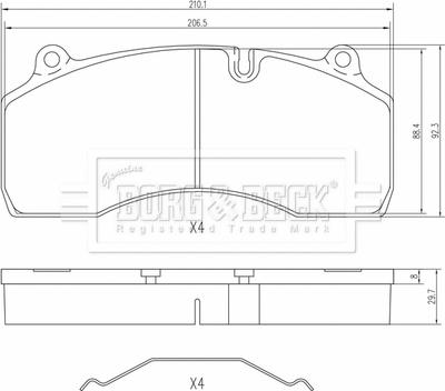 Borg & Beck BBP33020 - Kit pastiglie freno, Freno a disco autozon.pro