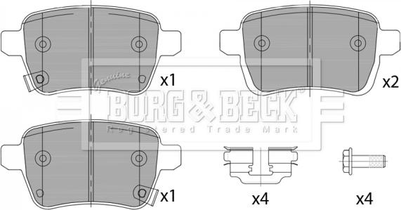 Borg & Beck BBP2460 - Kit pastiglie freno, Freno a disco autozon.pro