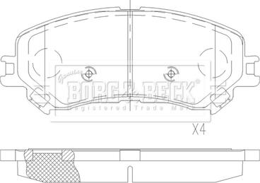 Borg & Beck BBP2596 - Kit pastiglie freno, Freno a disco autozon.pro