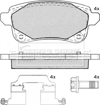 Borg & Beck BBP2539 - Kit pastiglie freno, Freno a disco autozon.pro