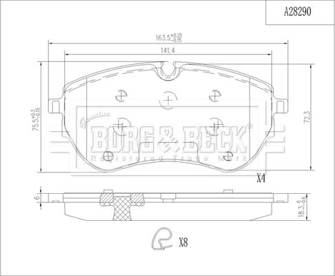 Borg & Beck BBP2820 - Kit pastiglie freno, Freno a disco autozon.pro