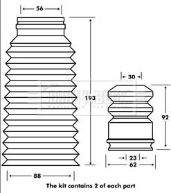 Borg & Beck BPK7096 - Kit parapolvere, Ammortizzatore autozon.pro