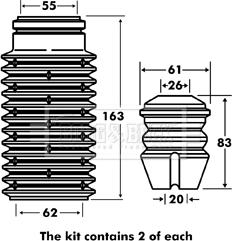 Borg & Beck BPK7042 - Kit parapolvere, Ammortizzatore autozon.pro