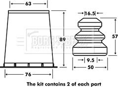 Borg & Beck BPK7015 - Kit parapolvere, Ammortizzatore autozon.pro