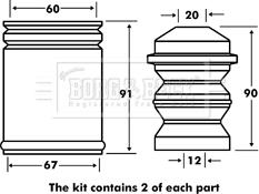 Borg & Beck BPK7025 - Kit parapolvere, Ammortizzatore autozon.pro