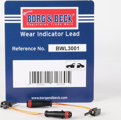 Borg & Beck BWL3001 - Contatto segnalazione, Usura past. freno / mat. d'attrito autozon.pro