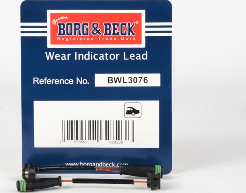 Borg & Beck BWL3076 - Contatto segnalazione, Usura past. freno / mat. d'attrito autozon.pro