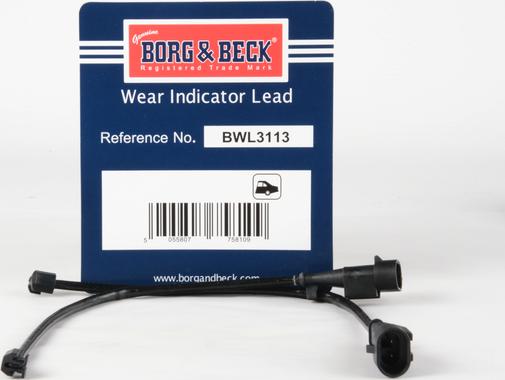 Borg & Beck BWL3113 - Contatto segnalazione, Usura past. freno / mat. d'attrito autozon.pro