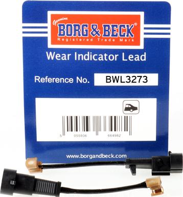 Borg & Beck BWL3273 - Contatto segnalazione, Usura past. freno / mat. d'attrito autozon.pro