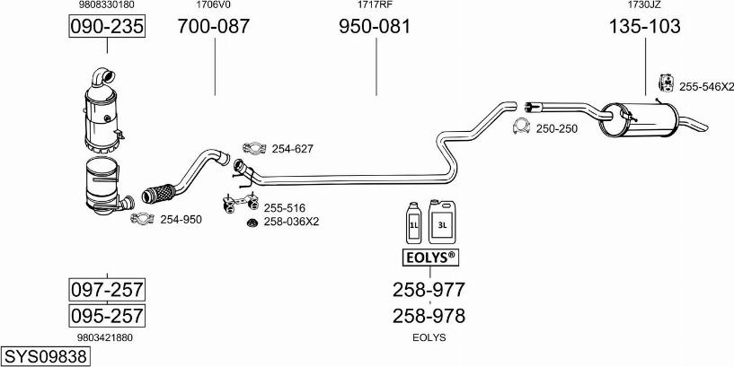 Bosal SYS09838 - Impianto gas scarico autozon.pro