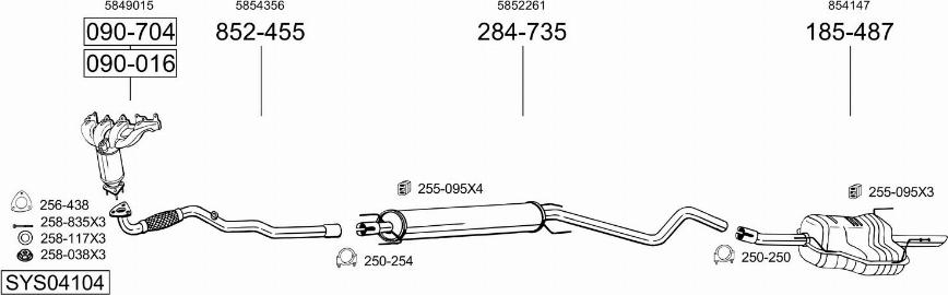 Bosal SYS04104 - Impianto gas scarico autozon.pro