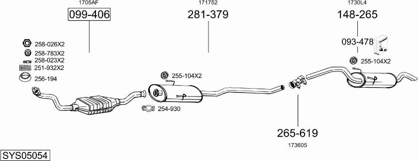 Bosal SYS05054 - Impianto gas scarico autozon.pro