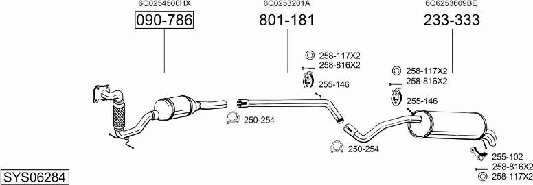 Bosal SYS06284 - Impianto gas scarico autozon.pro