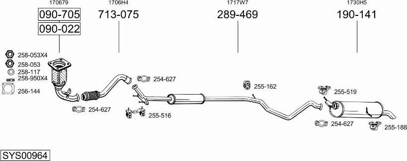 Bosal SYS00964 - Impianto gas scarico autozon.pro