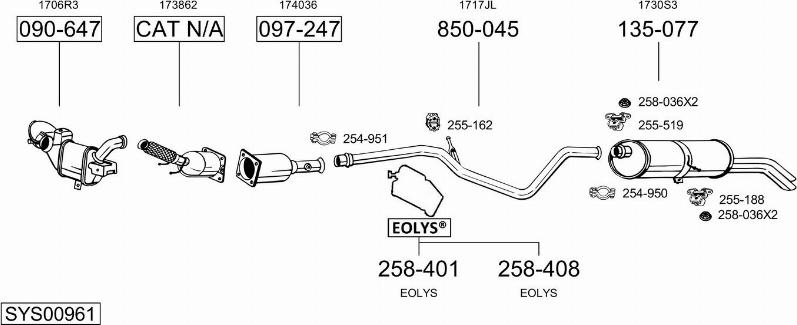 Bosal SYS00961 - Impianto gas scarico autozon.pro