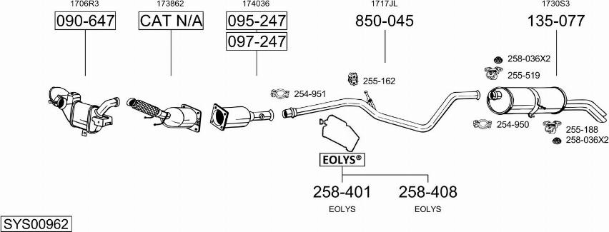 Bosal SYS00962 - Impianto gas scarico autozon.pro