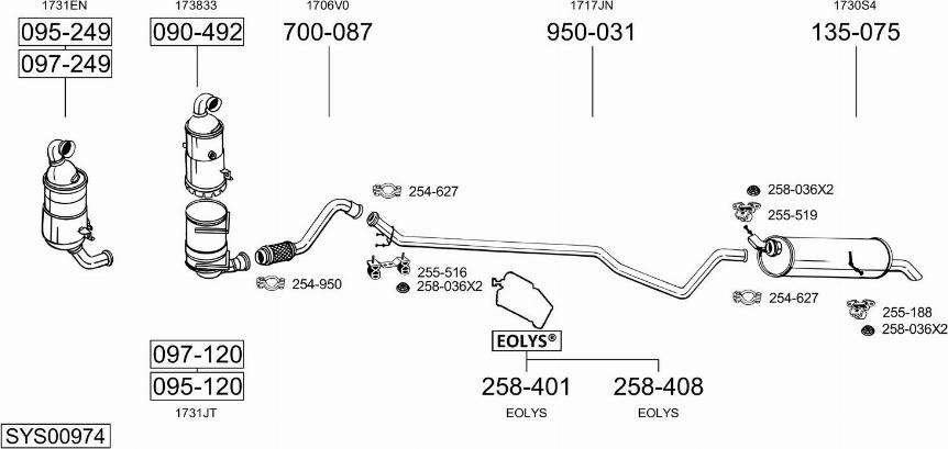 Bosal SYS00974 - Impianto gas scarico autozon.pro