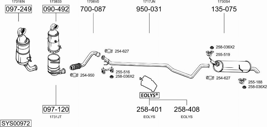 Bosal SYS00972 - Impianto gas scarico autozon.pro