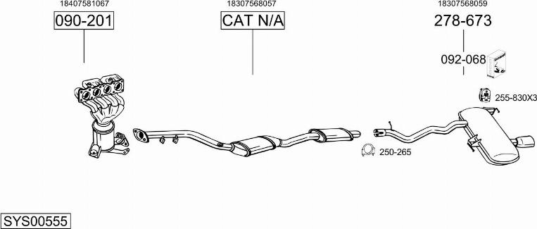 Bosal SYS00555 - Impianto gas scarico autozon.pro