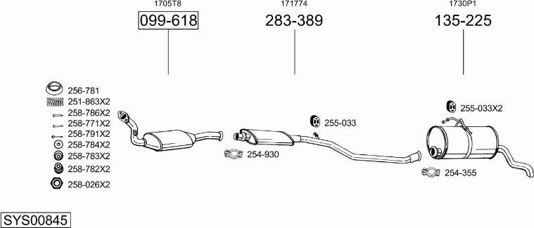 Bosal SYS00845 - Impianto gas scarico autozon.pro