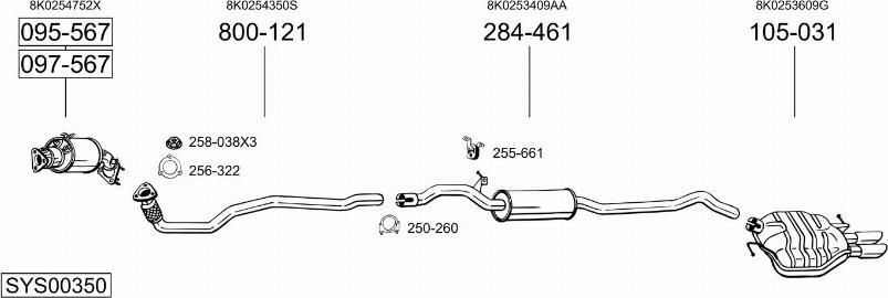 Bosal SYS00350 - Impianto gas scarico autozon.pro