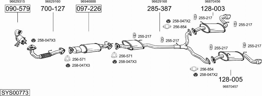 Bosal SYS00773 - Impianto gas scarico autozon.pro