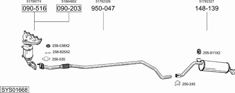 Bosal SYS01668 - Impianto gas scarico autozon.pro