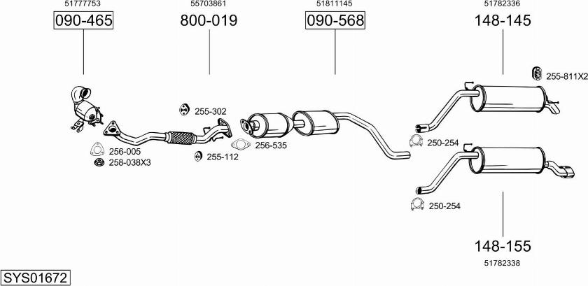 Bosal SYS01672 - Impianto gas scarico autozon.pro