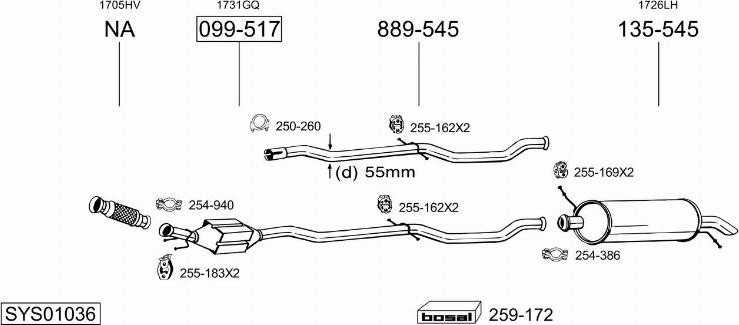 Bosal SYS01036 - Impianto gas scarico autozon.pro