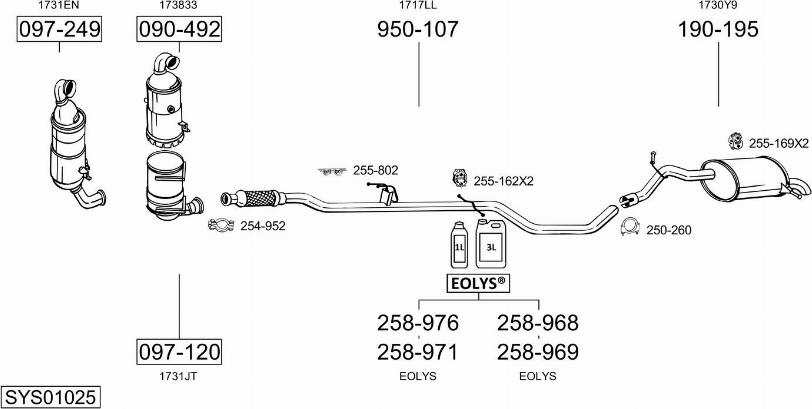 Bosal SYS01025 - Impianto gas scarico autozon.pro