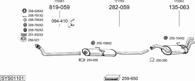 Bosal SYS01101 - Impianto gas scarico autozon.pro