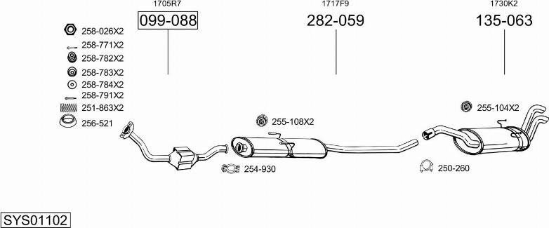 Bosal SYS01102 - Impianto gas scarico autozon.pro