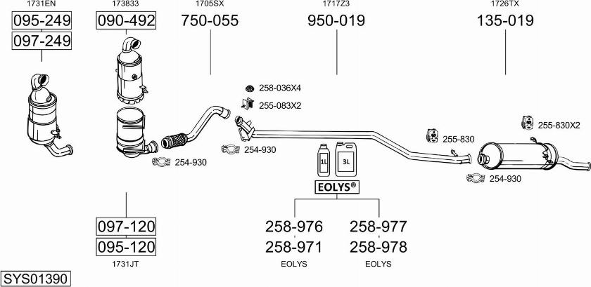 Bosal SYS01390 - Impianto gas scarico autozon.pro